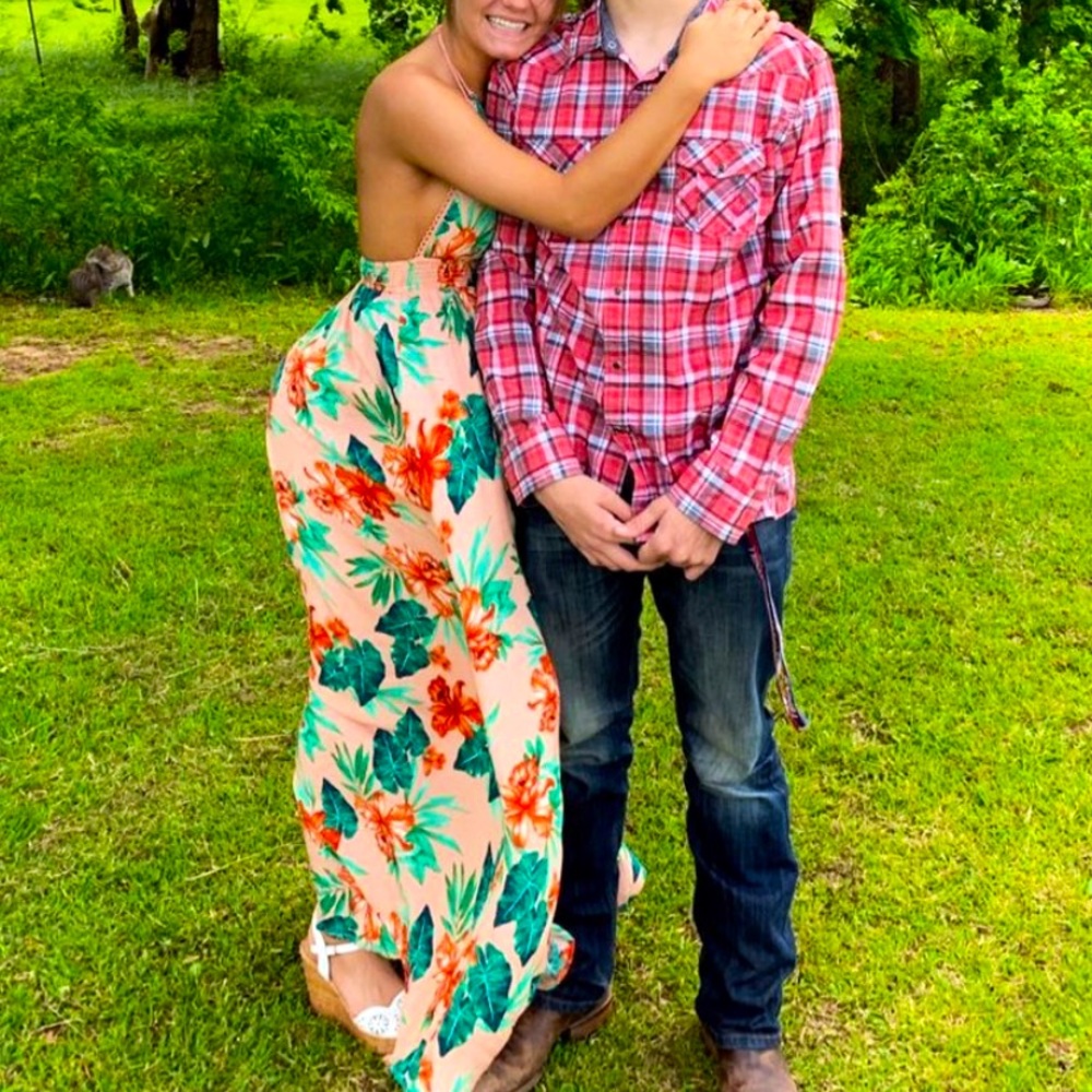 Floral Backless Halter Maxi Dress